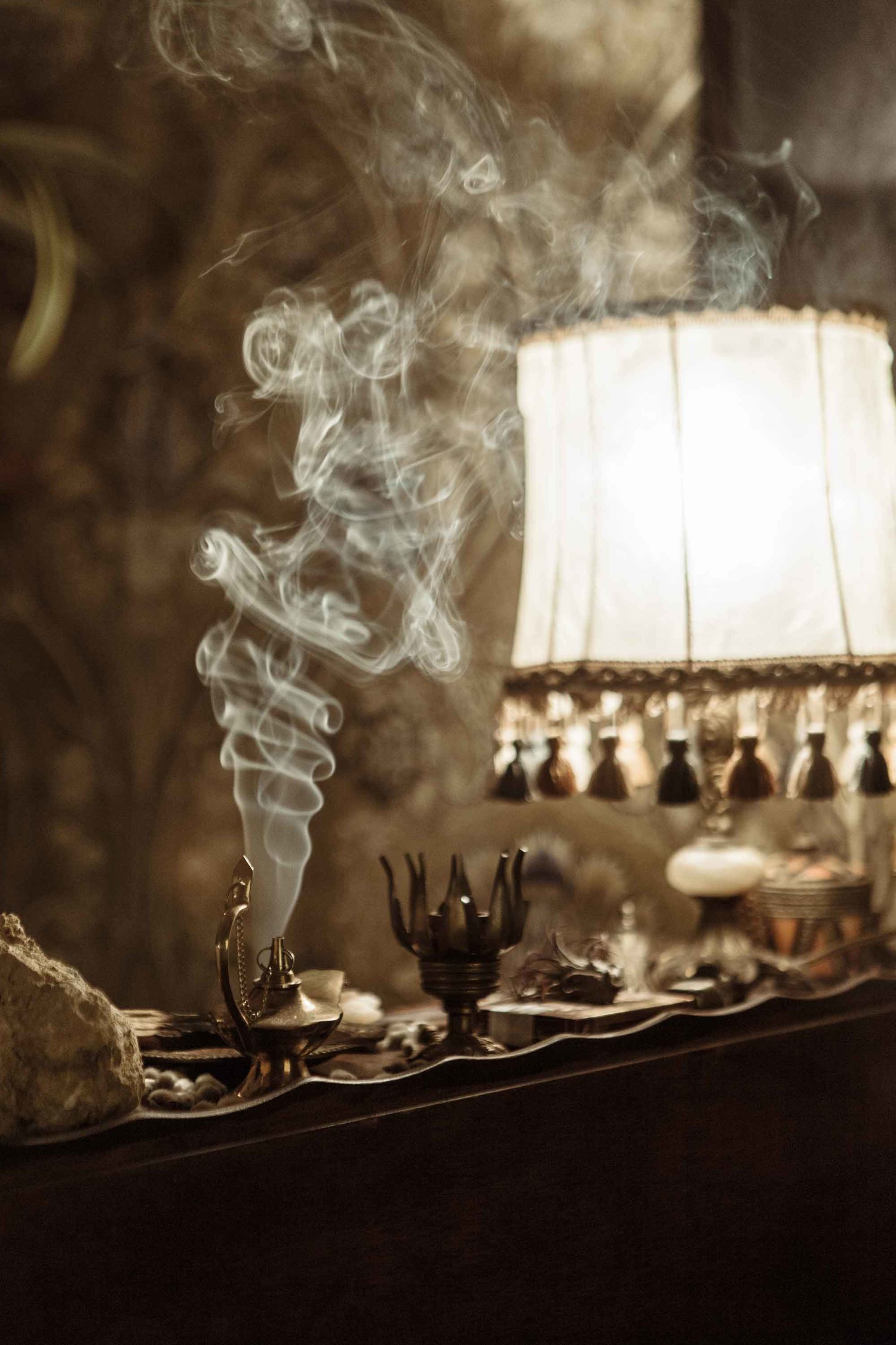Portrait with hat and smoke